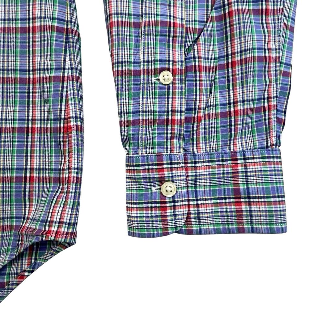 Polo Ralph Lauren Shirt Men Medium Colorful Plaid Oxford Cotton OCBD Preppy - Picture 5 of 10